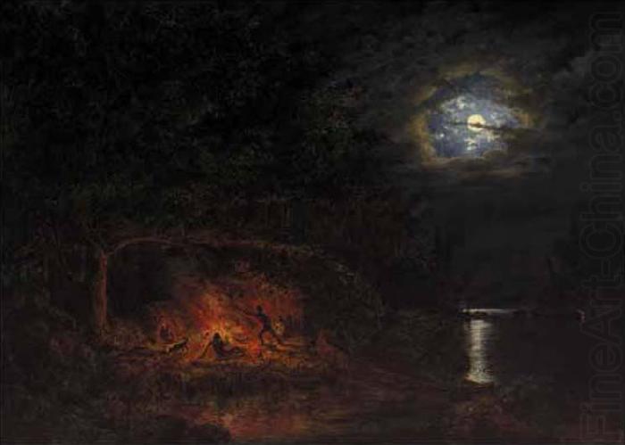 Cornelius Krieghoff In Camp at Night china oil painting image
